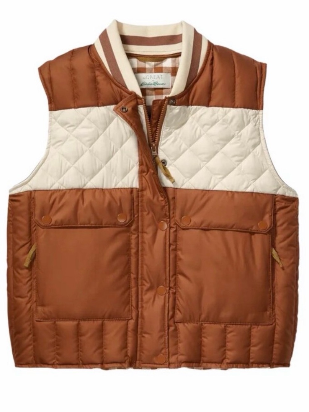 NWT The Great x Eddie Bauer 800 Fill Down Puffer Pocket Vest Outdoors Retro NEW